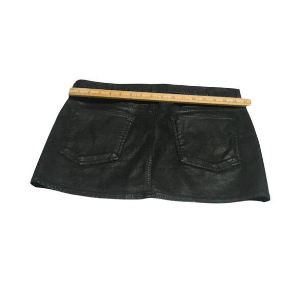 AGOLDE Women's Coated Black Jeanette Mini Skirt Stretch Size 28 Grunge Punk - Picture 7 of 16